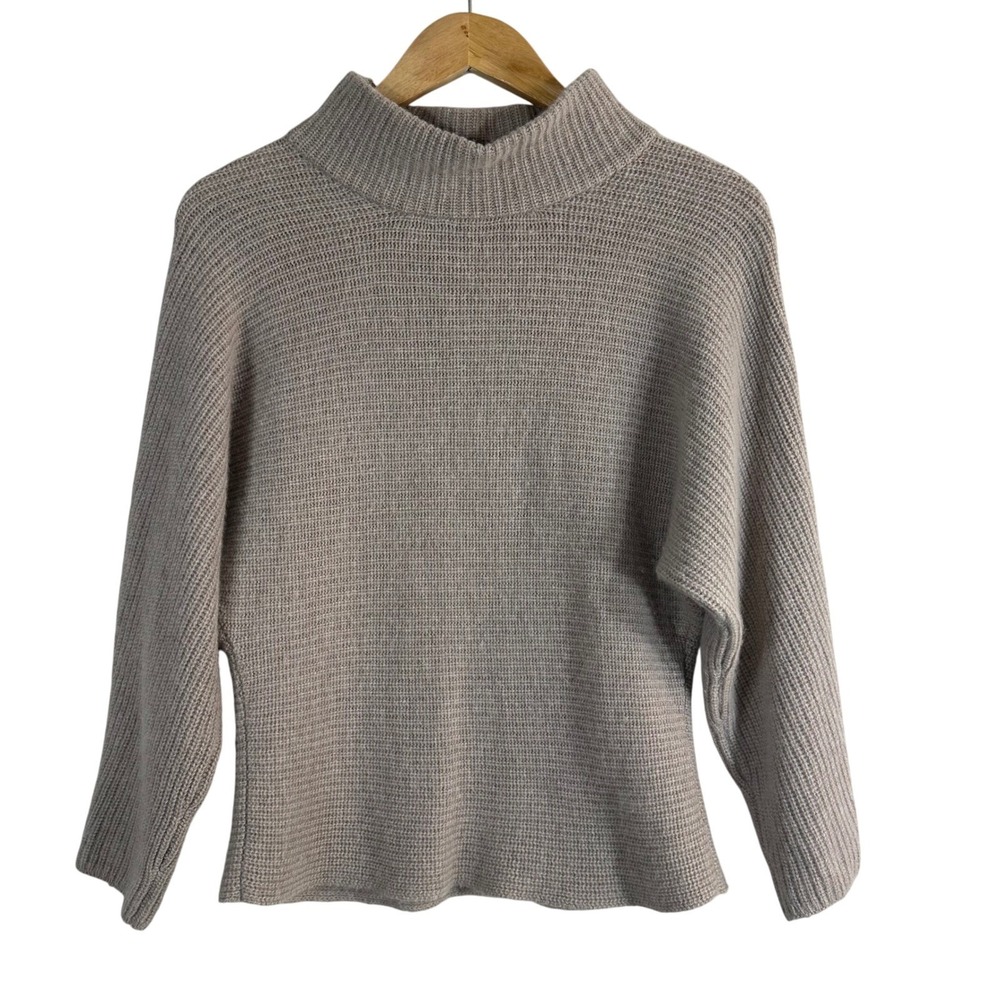 Classiques Entier Womens Wool Cashmere Mock Neck Dolman Sweater Taupe M